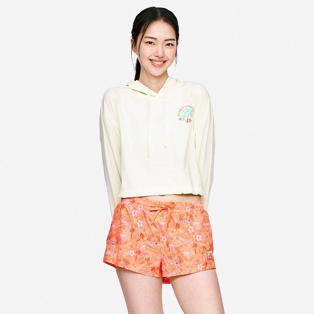 우먼 트로피컬 루즈핏 후드 래쉬가드 아이보리