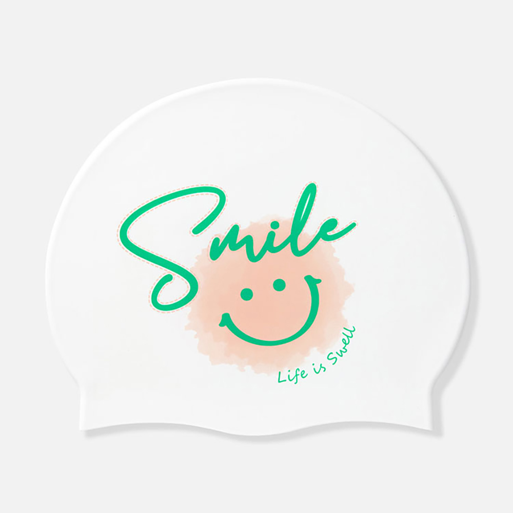 스마일 실리콘 스윔 캡 화이트