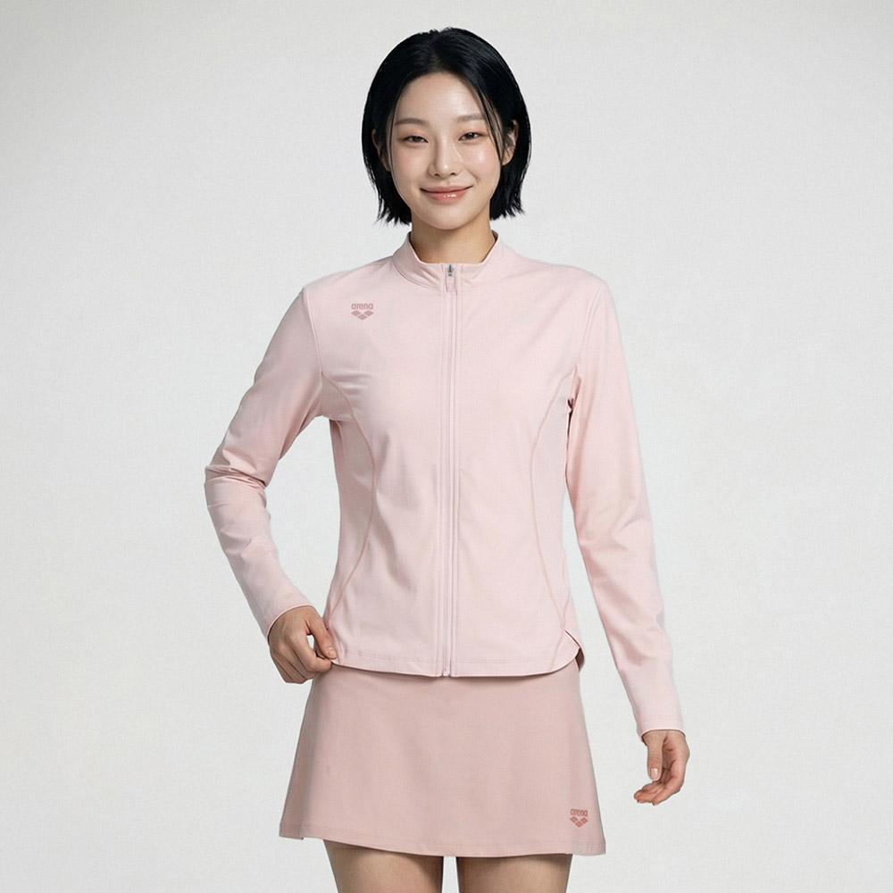 아레나 우먼 솔라랩 집업 래쉬가드 라이트핑크 [A6BL1QR14(LPK) 여자 비치웨어]