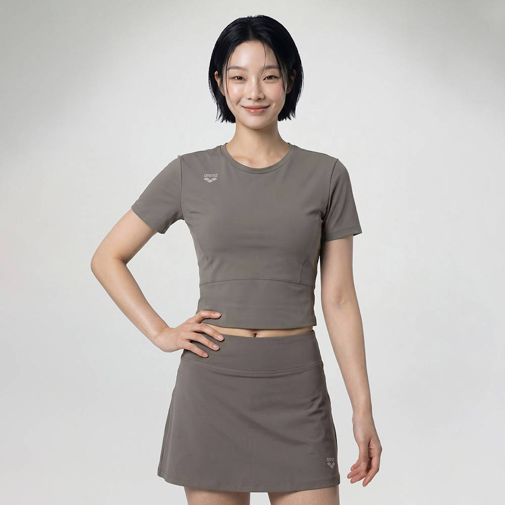 우먼 솔라랩 숏슬리브 래쉬가드 모카