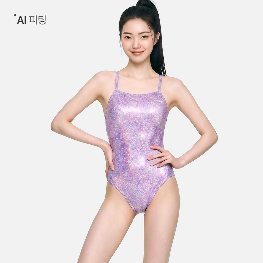 배럴 리플렉션 옵티컬 브이백 퍼플 [B6SWSWS067PUL 여자 실내수영복]