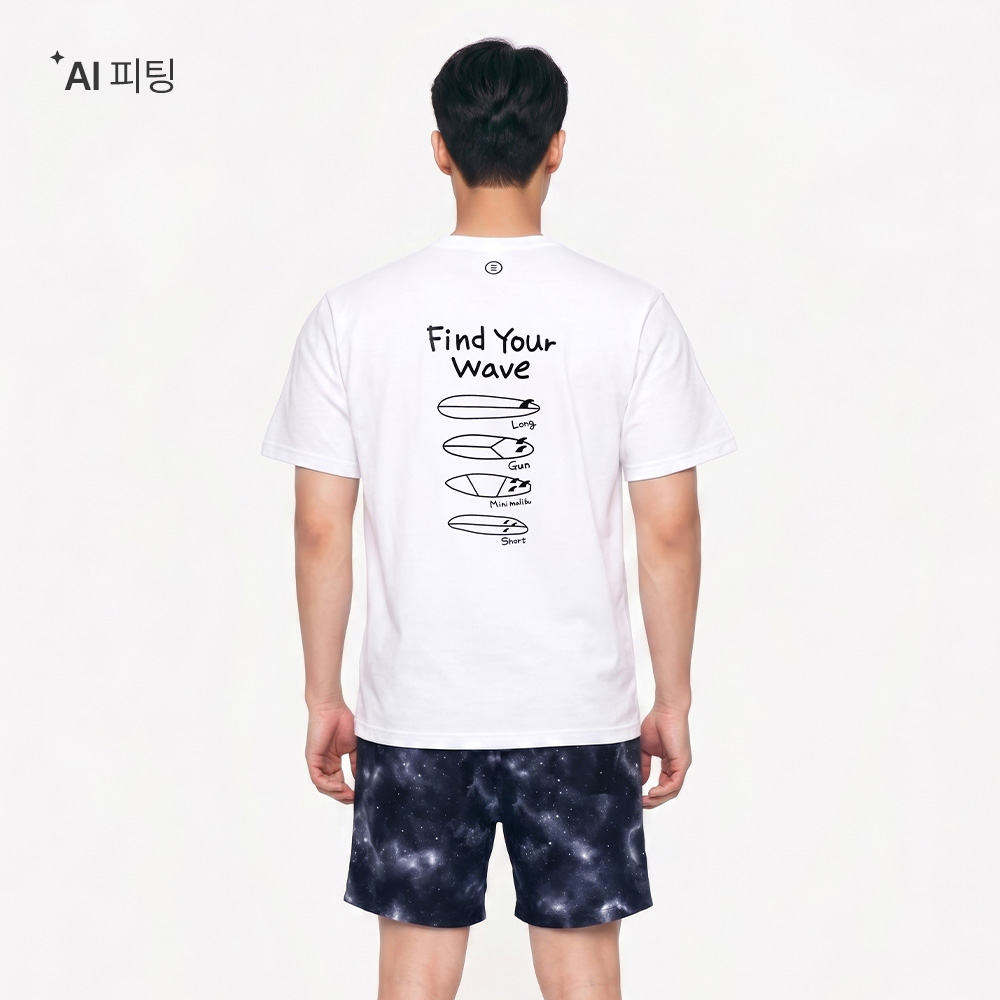유니 서핑보드 오버핏 반팔 티셔츠 오프화이트