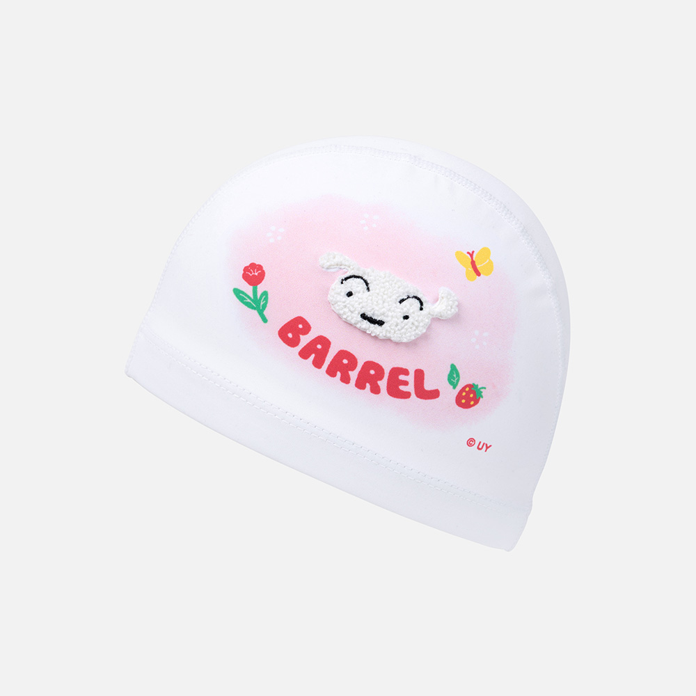 BARREL X 짱구 키즈 흰둥이 부클자수 스판 스윔 캡 화이트