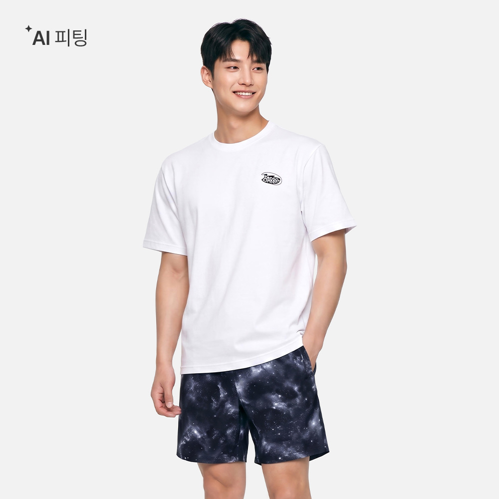 유니 서핑보드 오버핏 반팔 티셔츠 오프화이트