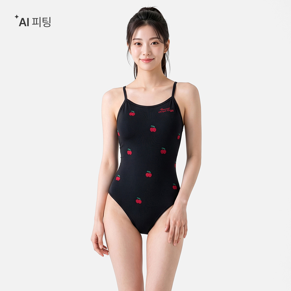 배럴 BARREL X 츄파춥스 체리크러쉬 브이백 블랙 [B6FWSWS514BLK 여자 실내수영복]
