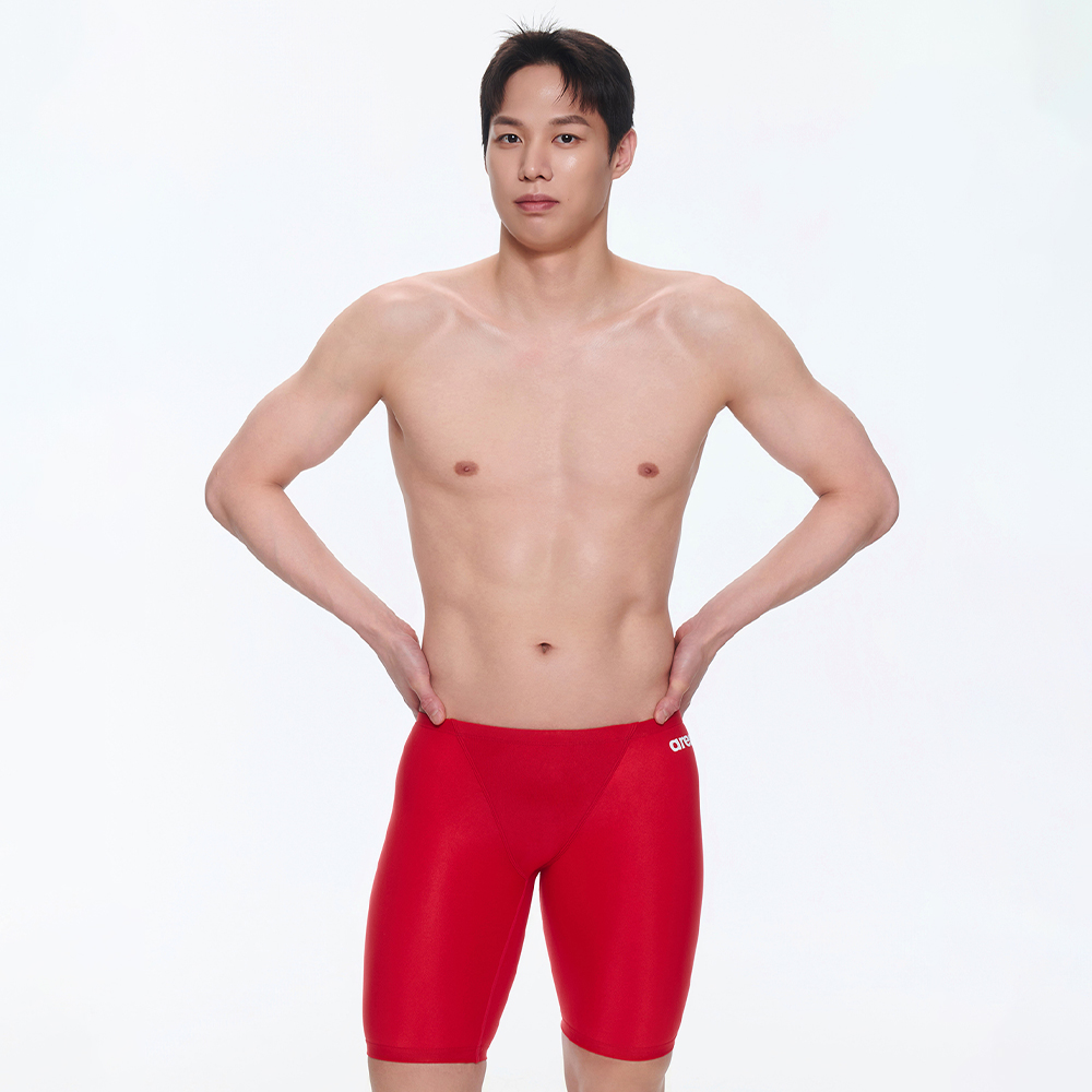 아레나 아울렛 팀스 5부 탄탄이 레드 [AYAM1CF23 (RED) 남자 실내수영복] 디테일