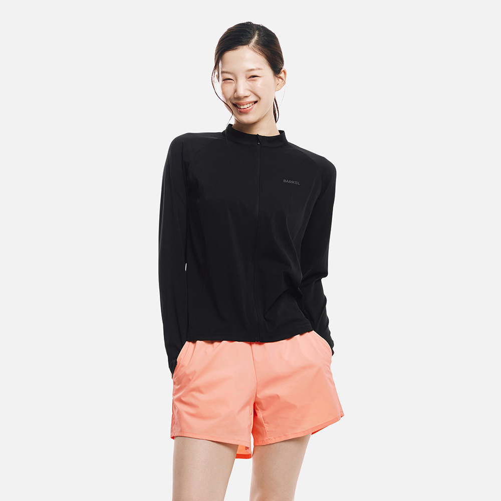 우먼 에센셜 릴렉스핏 집업 래쉬가드 블랙