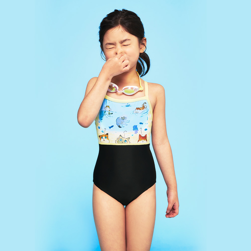 키즈 야옹이 수영 교실 스윔드림 V백 딥네이비