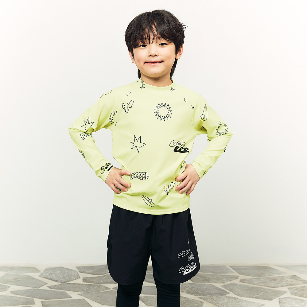 키즈 스탬프 래쉬가드 라임