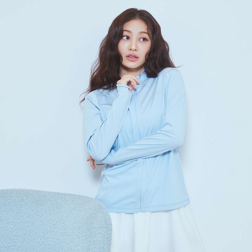 우먼 에센셜 릴렉스핏 집업 래쉬가드 아쿠아블루