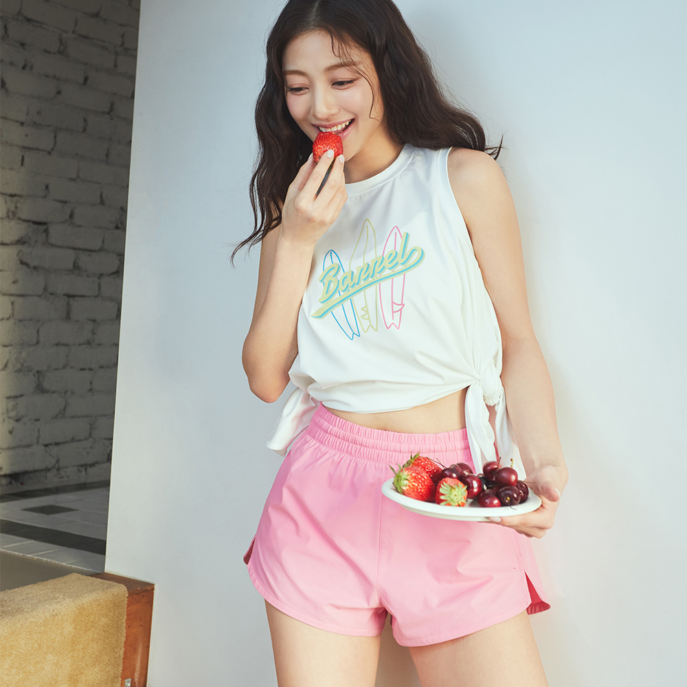 우먼 에센셜 레깅스 쇼츠 2부 딥핑크