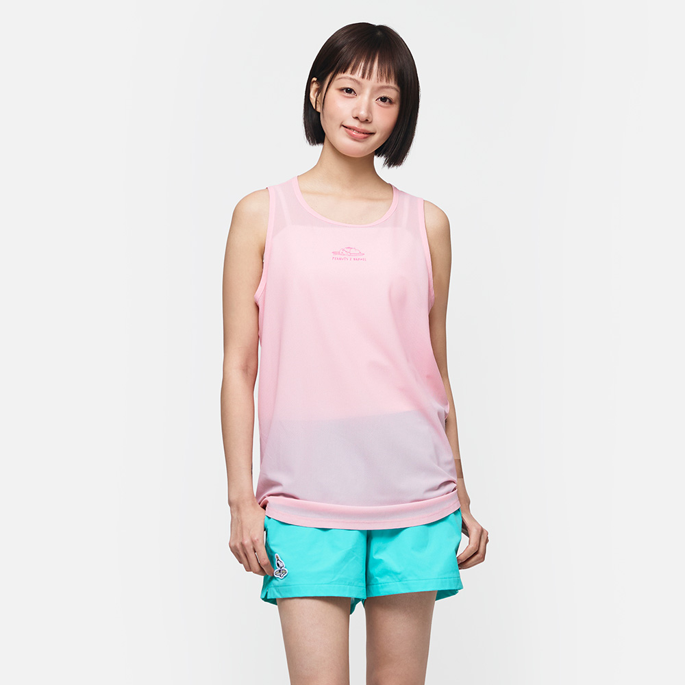 피너츠 우먼 비치 스누피 메쉬 슬리브리스 라이트핑크