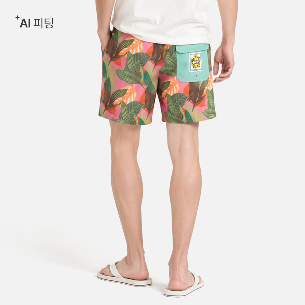 BARREL X NYBG 맨 보타니컬 워터 쇼츠 5부 핑크