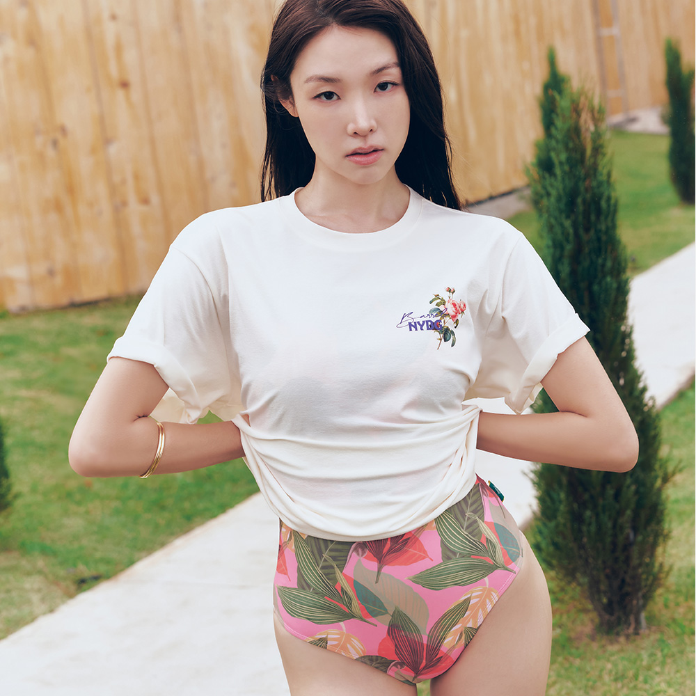 BARREL X NYBG 우먼 로사 오버핏 반팔 티셔츠 아이보리