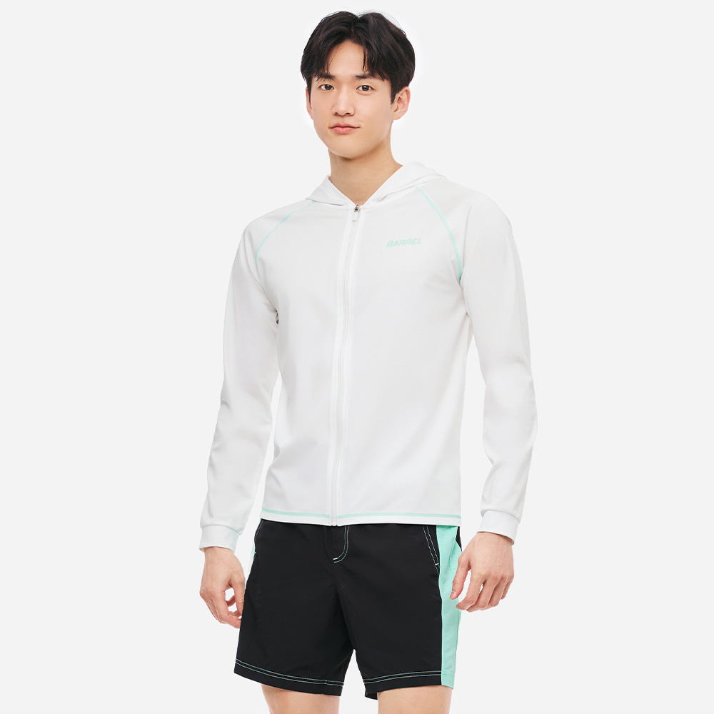 맨 모션 릴렉스핏 후드 집업 래쉬가드 오프화이트