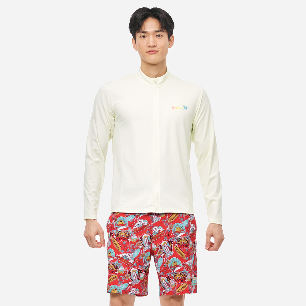 맨 트로피컬 릴렉스핏 집업 래쉬가드 아이보리