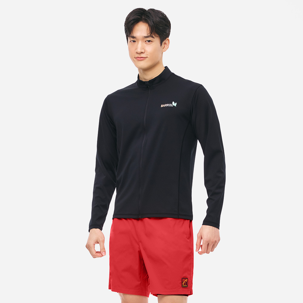맨 트로피컬 릴렉스핏 집업 래쉬가드 블랙