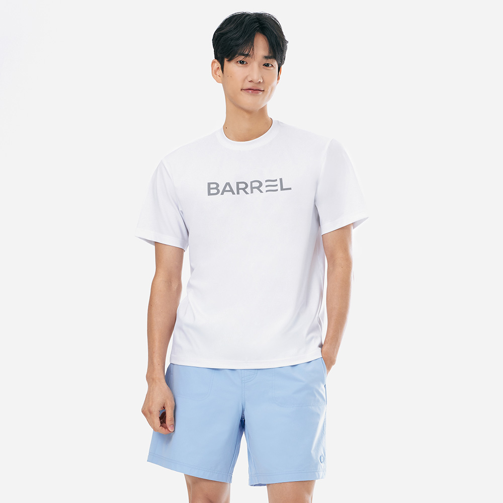 맨 에센셜 릴렉스핏 반팔 래쉬가드 화이트
