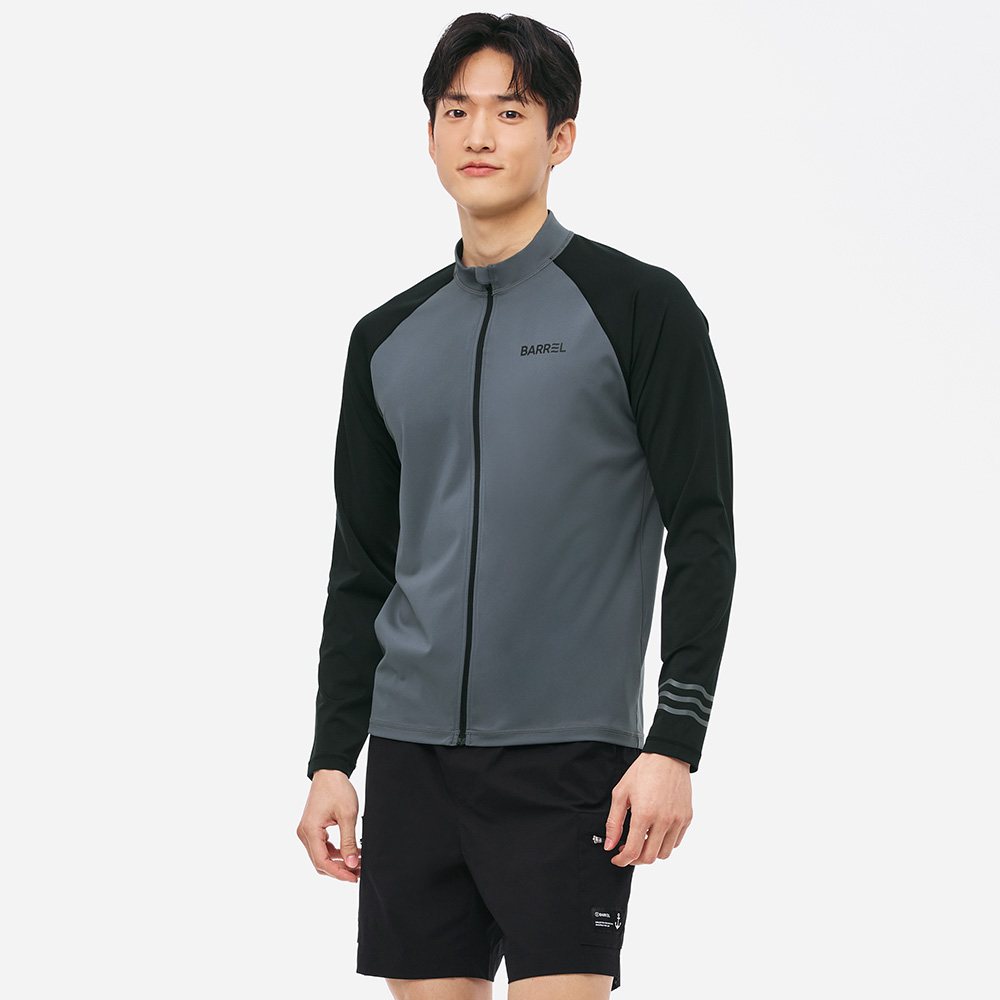 맨 노티컬 릴렉스핏 집업 래쉬가드 딥그레이