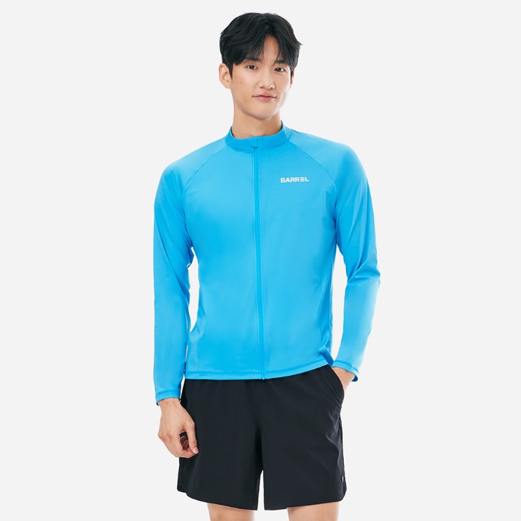 배럴 맨 에센셜 릴렉스핏 집업 래쉬가드 블루 [B5SMWZR101BLU 남자 비치웨어] 상품컷