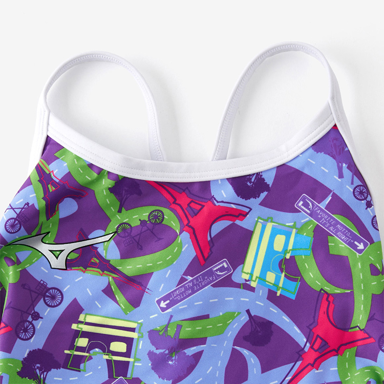 미즈노 엑서수트 리카코 파리 로드 스트로크백 탄탄이 퍼플 [N2MAB26667 여자 실내수영복] 디테일
