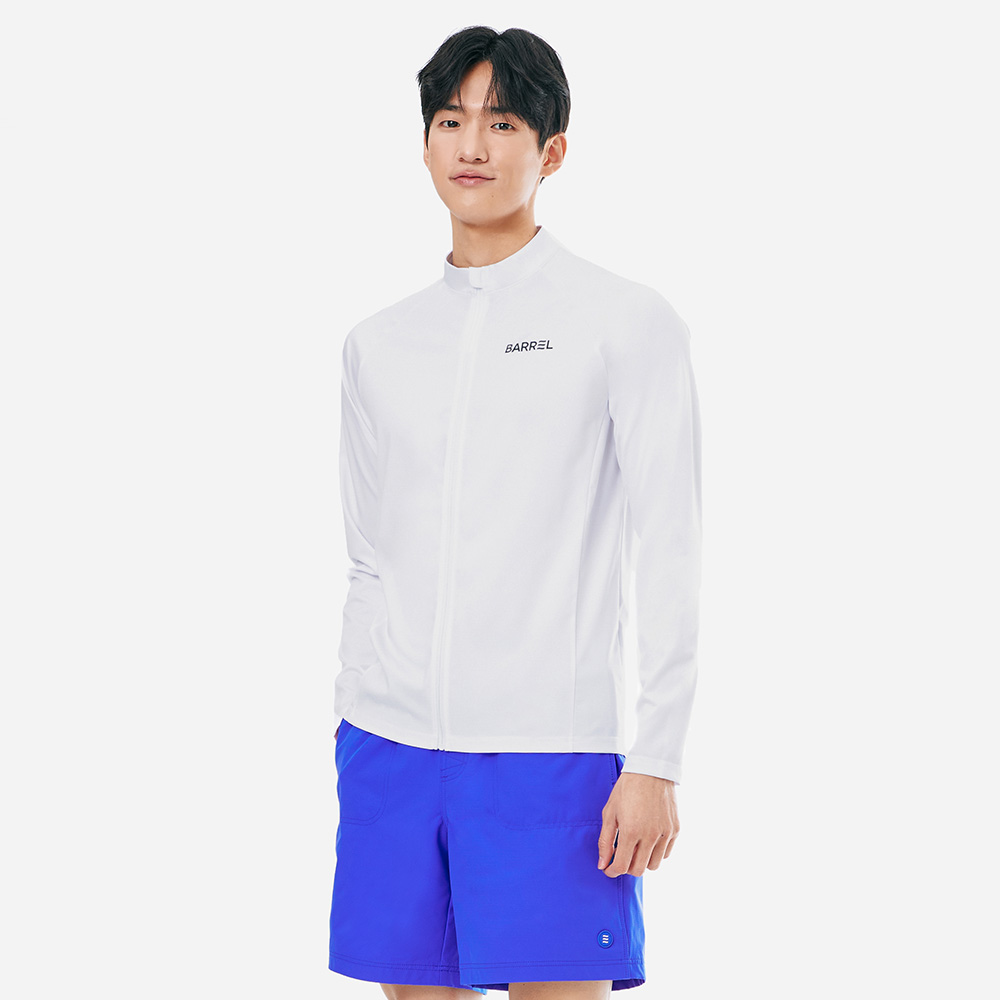 맨 에센셜 릴렉스핏 집업 래쉬가드 화이트