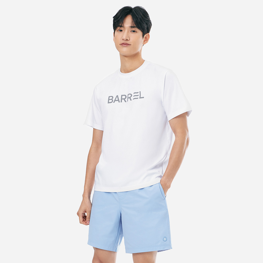 맨 에센셜 릴렉스핏 반팔 래쉬가드 화이트