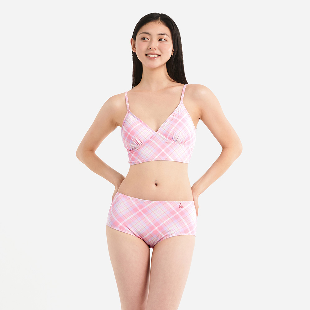 서머 브리즈 체크 비키니 SET 라이트핑크