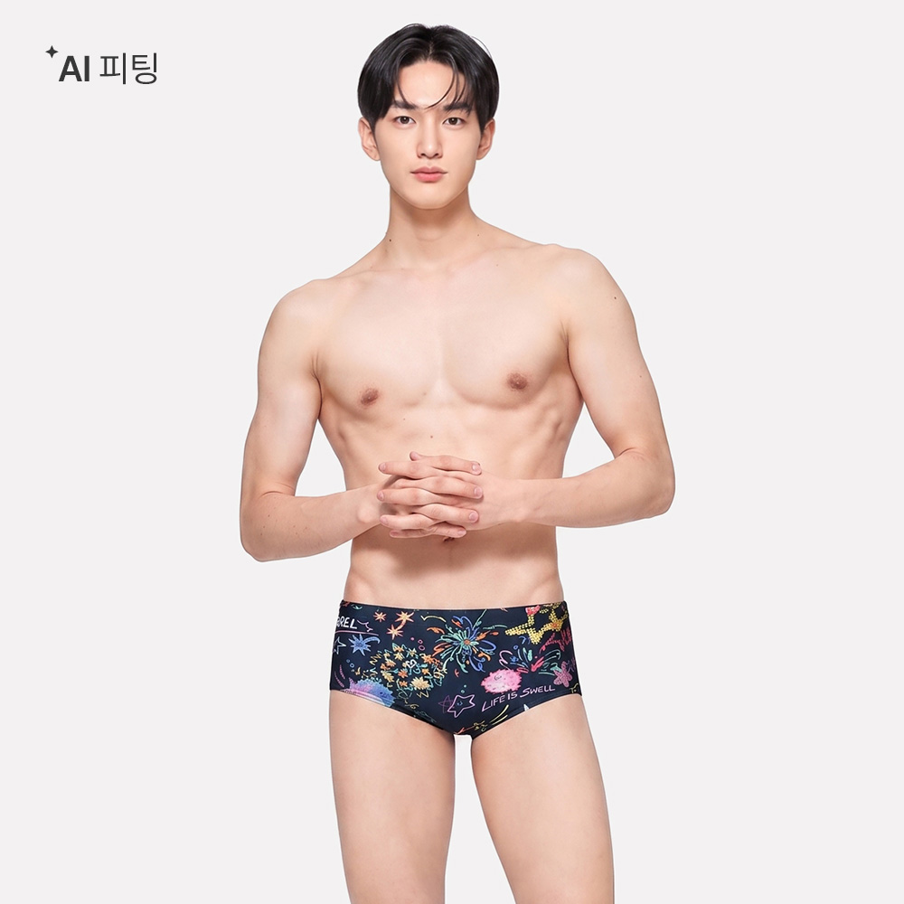 배럴 크레용 숏사각 블랙 [B6SMSMS143BLK 남자 실내수영복]