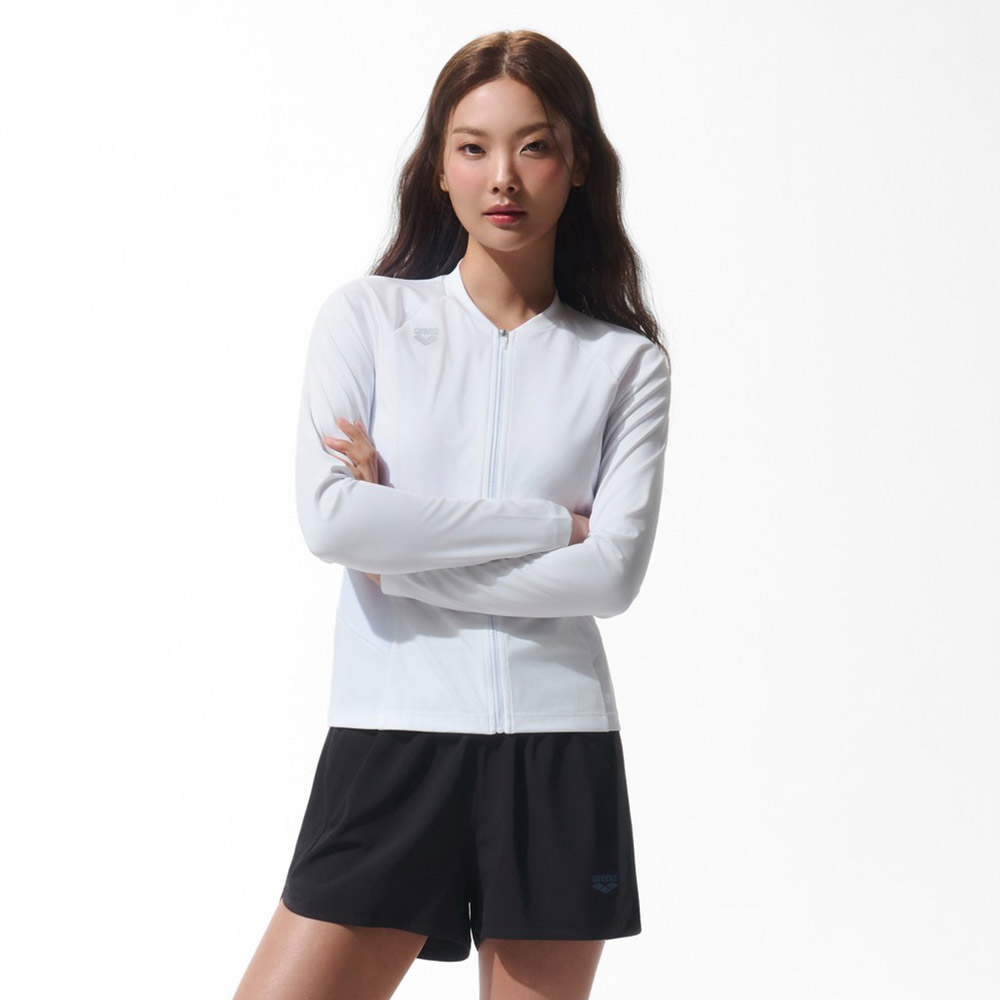 우먼 리나 집업 래쉬가드 세트 화이트