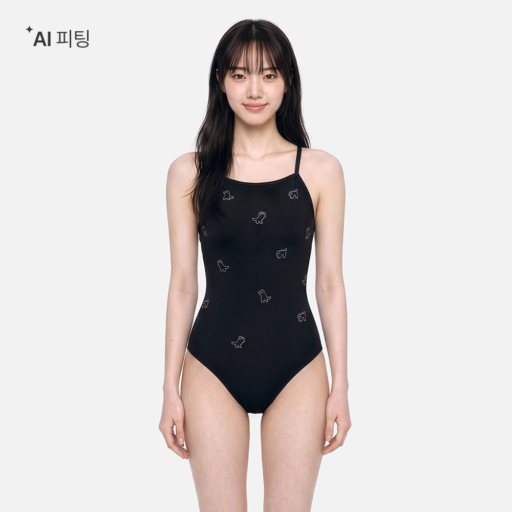 배럴 마일로 브이백 탄탄이 블랙 [B6FWSWS518BLK 여자 실내수영복]