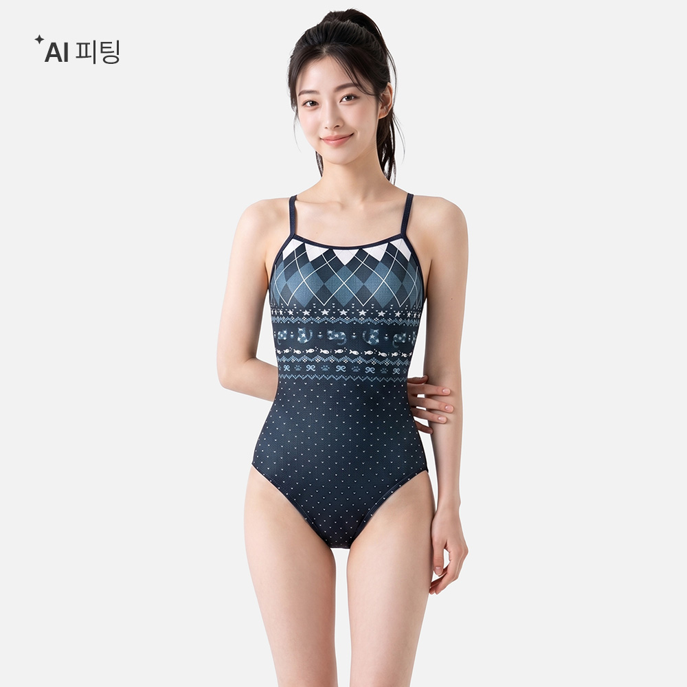 배럴 노르딕 브이백 딥그레이 [B6FWSWS516DEG 여자 실내수영복]