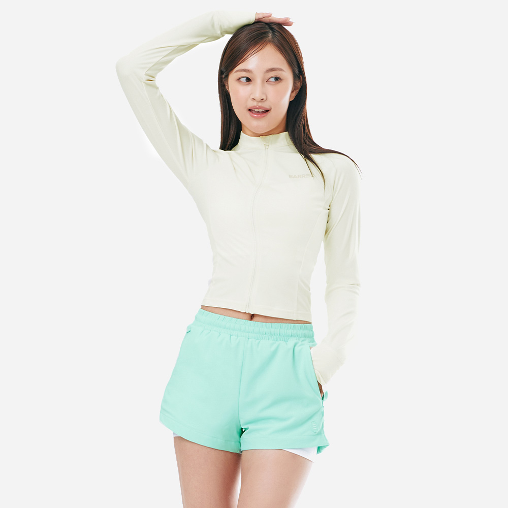 우먼 에센셜 크롭 집업 래쉬가드 아이보리